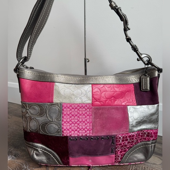 Coach Y2K Pink & Silver Patchwork Shoulder Bag - H0893-F12865 - Picture 1 of 13